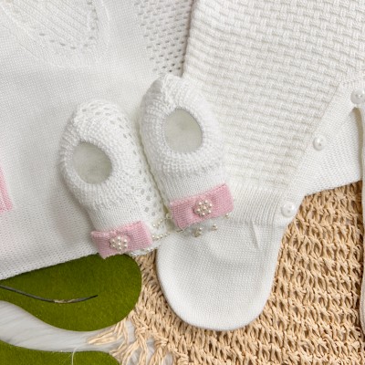 Saída Maternidade Maitê - Off White e Rosa Saída Maternidade Maitê - Off White e Rosa